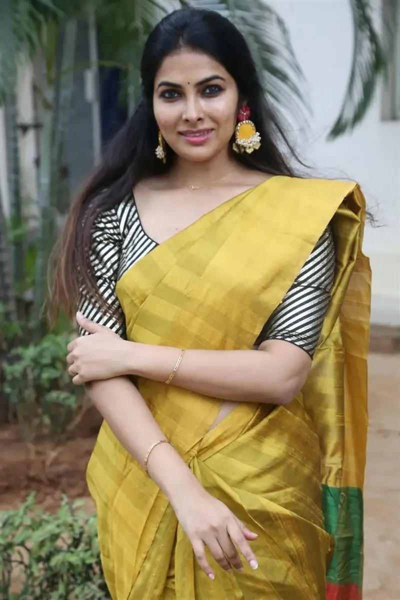 ACTRESS DIVI VADTHYA IN YELLOW SAREE AT LAMBASINGI MOVIE MEET 21